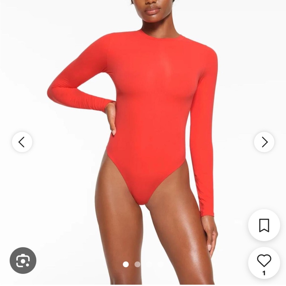 SKIMS red long sleeve bodysuit